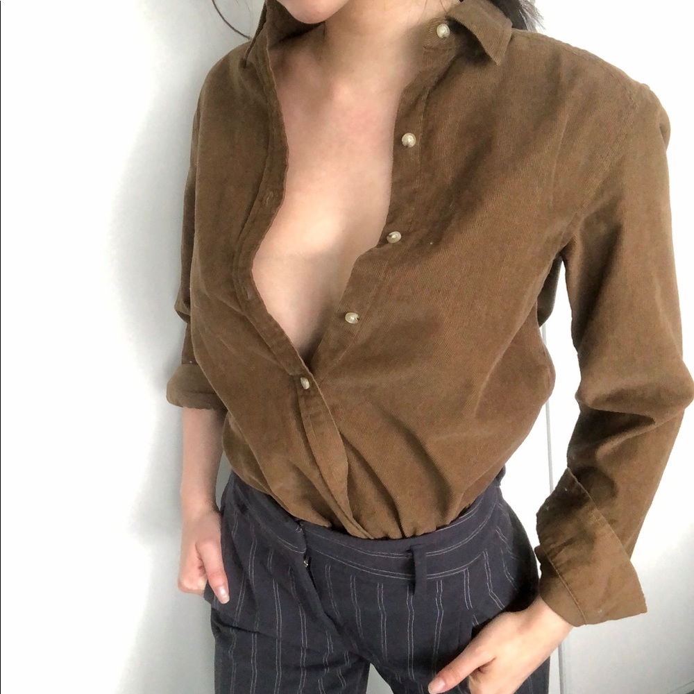 Aritzia Wilfred free fia tan corduroy shirt XXS